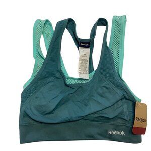 Reebok Teal Racerback Sports Bra Women Small Nylon Elastane Double Strap NEW NWT
